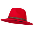 Wool & Faux Leather Buckle Wide Brim Fedora