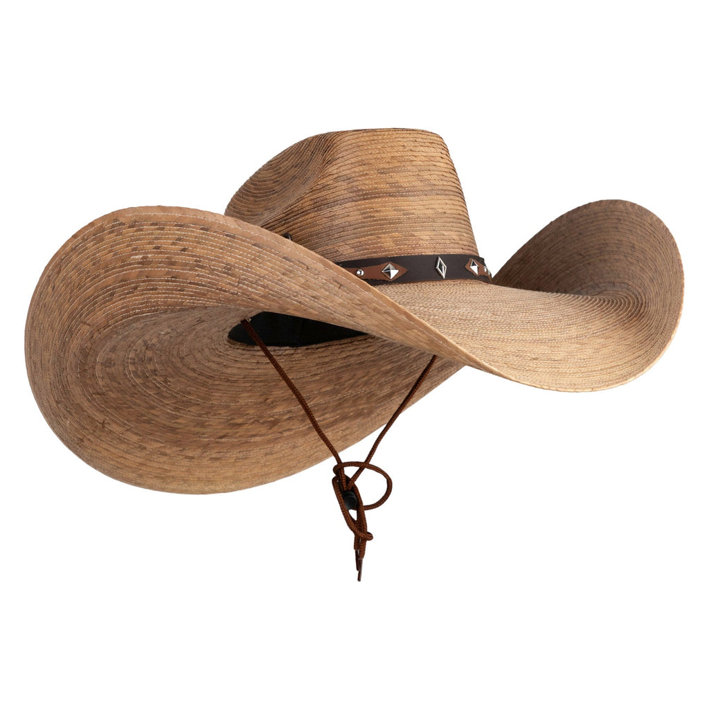 Mexican-style wide-brimmed handwoven straw hat